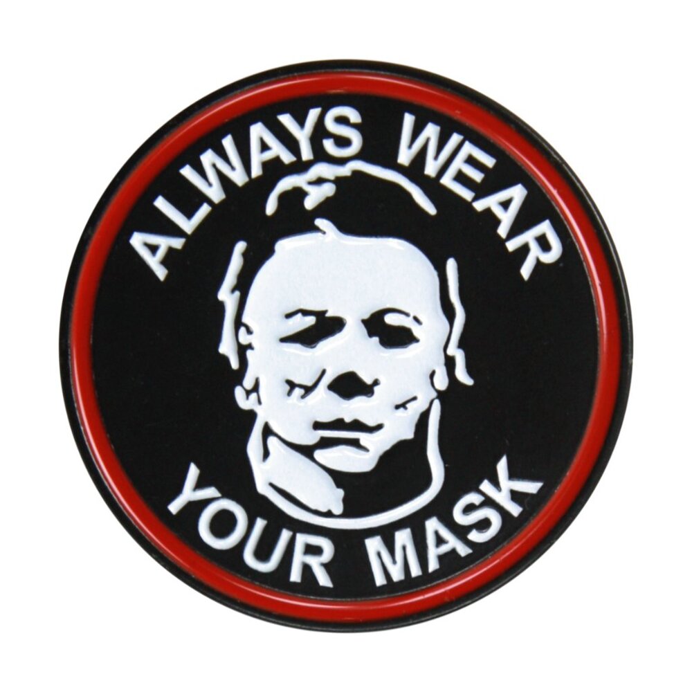 Wear Your Mask Enamel Pin - 70s Halloween Spooky Funny Goth Alt Apparel Gift NWT